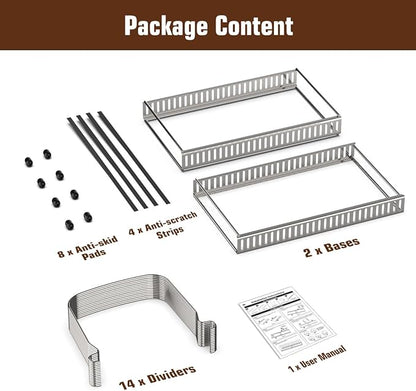 Housolution Cutting Board Organizer Rack, Expandable Baking Tray and Cookie Sheet Organizer with 14 Adjustable Dividers, Bakeware Muffin Tin Cupcake Pan Storage Organizer for Cabinet, Silver - Image 7