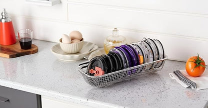 2Pack Stainless Steel Tumbler Cup Lid Organizer Inside Cabinet, Mason Jar Lid Holder, Rectangular Basket for Storage of Silverware, Chopsticks, straws and Utensils - Image 8