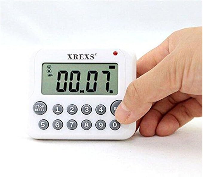 XREXS Digital Kitchen Timer Magnetic Countdown Up Cooking Timer Clock with Magnet Back and Clip, Loud Alarm, Large Display Minutes and Seconds Directly Input-White (2 Pcs, Battery Included) PS-367 - Image 7