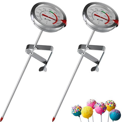 CRAFT911 Candy Thermometer with Pot Clip - Deep Fry Oil Thermometer for Frying and Candle Making - 2 Pack (White) by Craft911byLIME