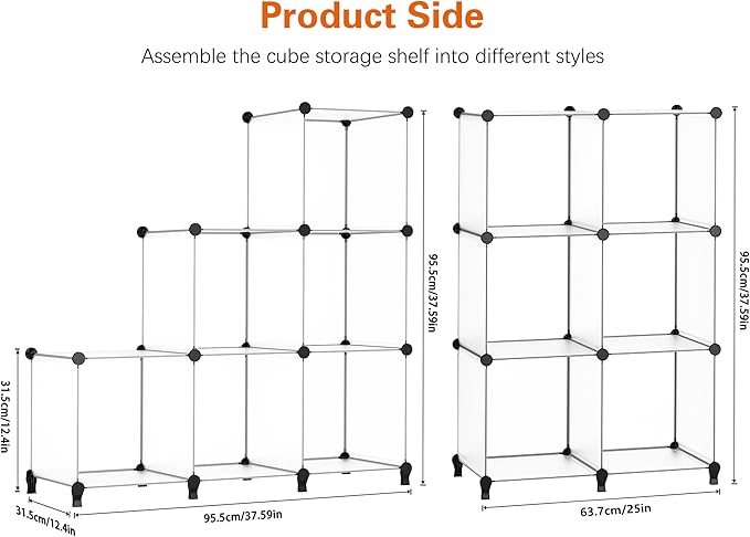 HOMIDEC 6-Cube Storage Organizer, Closet Organizer Storage Shelf Bookcase Bookshelf with Metal Hammer, Storage Cubes Organizer Cabinet for Kids, Closet, Bedroom, Bathroom, (11.8x11.8x11.8 inch) - Image 3