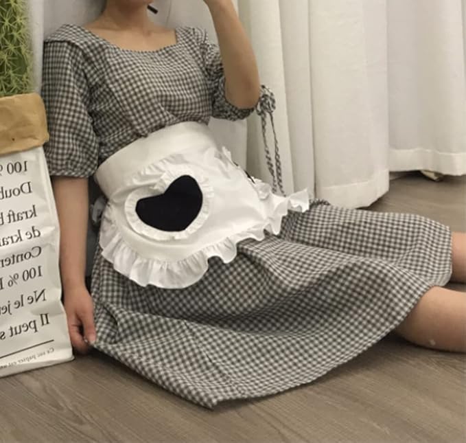 CRB Fashion Waist Apron Kitchen Cooking Restaurant Cotton Bistro Half Aprons with Pockets For Woman
