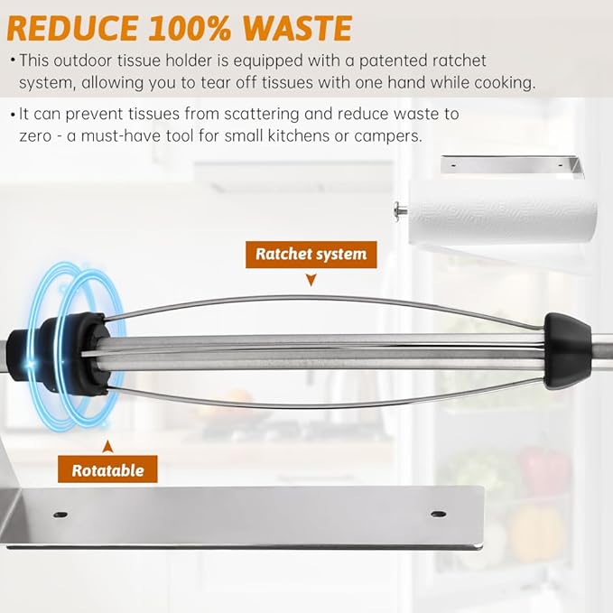 Magnetic Paper Towel Holder with Adjustable Damping - One Hand Tear, No Drill Adhesive Mount, Strong Magnet for Kitchen, Fridge, RV, Garage, Grill (Color:Silver)