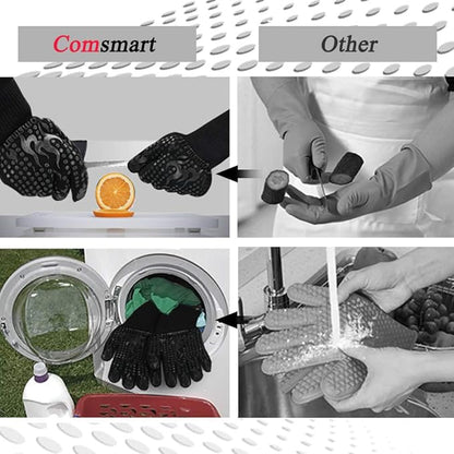 Comsmart BBQ Gloves, 1472F Heat Resistant Silicone Non-Slip Oven Mitts, Long Kitchen Gloves Perfect for Grilling, Cooking, Baking, Cutting - Image 5