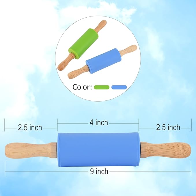 Mini Silicone Rolling Pin for Kids, Non-stick Surface Wood Handle, 9 Inch 1 Pack Orange - Image 3