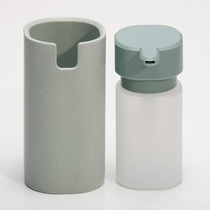 LINE+ARC Modern Easy-to-Press Soap Dispenser (Sage). No-Rust Cute Bathroom Green Marble Kitchen Sink Ergonomic Liquid Lotion Shampoo Conditioner - Image 5