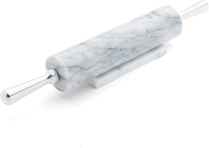 Fox Run 8648 Marble Rolling Pin and Base with Aluminum Handles, 2.5 x 17.5 x 3 inches, White by foxrunbrands