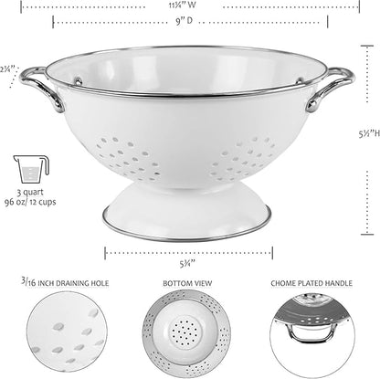 Calypso Basics by Reston Lloyd Powder Coated Enameled Colander, 3 Quart, Red