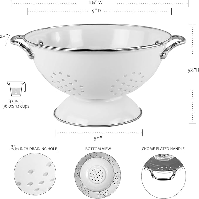 Calypso Basics by Reston Lloyd Powder Coated Enameled Colander, 3 Quart, Orange