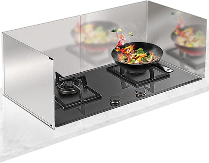 4 Sided Grease Splatter Guard,Foldable Stainless Steel Splatter Guard Oil Splash Guard, Backsplash for Stove Frying Pan Splatter Guard, Oil Proof Baffle Splatter Guard(15.7" X 15.7")