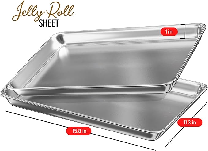 Eatex Aluminum Baking Sheet Set, 10" x 15" Jelly Roll Pan, Nonstick Cookie Sheets - Image 2