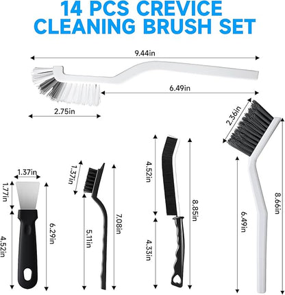 14Pcs Crevice Cleaning Brush Set, V Shape Grout Cleaner Brush for Deep Cleaning Gap, Hard Bristle Scrub Brushes Tools, Cleaning Supplies for Household Use, Bathroom, Kitchen, Toilet, Window - Image 7