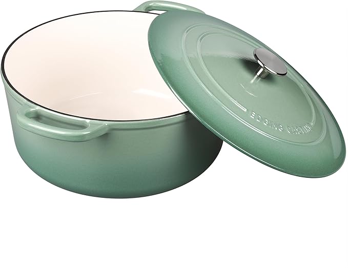 EDGING CASTING Enameled Cast Iron Dutch Oven Pot With Lid, 5.5 Quart, for Bread Baking, Cooking, Sage Green - Image 3