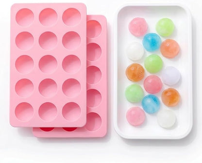 Cute Ice Cube Trays Silicone Chocolate Mold Wax Melt Molds Easy Release Ice Trays Non-Stick Chocolate Soap Pudding Jello Ice Cube Tray (2pcs Round)