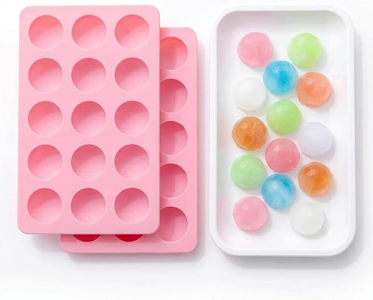Cute Ice Cube Trays Silicone Chocolate Mold Wax Melt Molds Easy Release Ice Trays Non-Stick Chocolate Soap Pudding Jello Ice Cube Tray (2pcs Round)