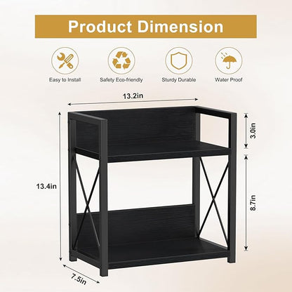 Giikin Countertop Organizer, 2 Tier Coffee Station Organizer for Desktop, Wood Counter Shelf Spice Rack for Kitchen (Black, M) - Image 2