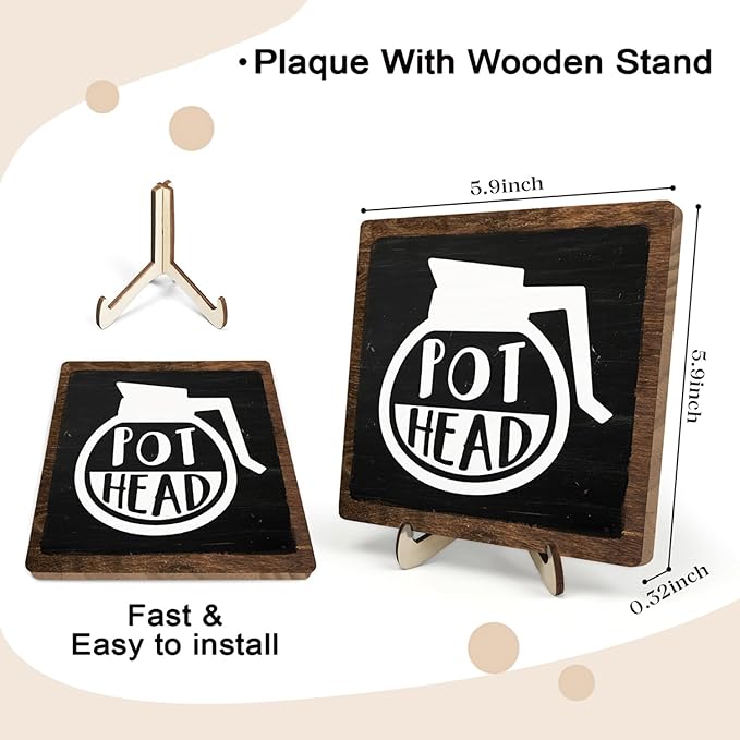 Vintage Coffee Bar Sign, Wooden Coffee Decor for Kitchen, Rustic Farmhouse Cafe Sign, Cefe Accessories, CoffeeLover Gifts, Home Wall Decor (Black&Brown1, 5.9x5.9inches) - Image 2
