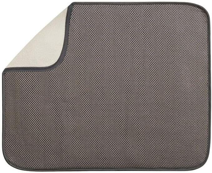 InterDesign iDry Large Kitchen Countertop Absorbent Dish Drying Mat, Mocha/Ivory