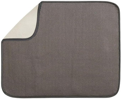 InterDesign iDry Large Kitchen Countertop Absorbent Dish Drying Mat, Mocha/Ivory