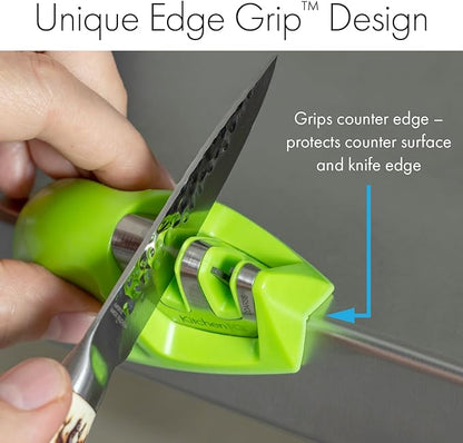 KitchenIQ 51422 | Edge Grip 2-Stage Knife Sharpener | Green – 3 Pack | Coarse & Fine Sharpener | Compact for Easy Storage | Stable Non-Slip Base | Soft Grip Rubber Handle | Straight & Serrated Knives - Image 9