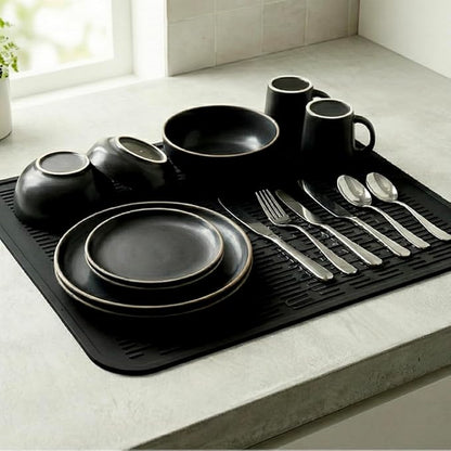 MicoYang Silicone Dish Drying Mat for Multiple Usage,Easy clean,Eco-friendly,Heat-resistant Silicone Mat for Kitchen Counter or Sink,Refrigerator or Drawer Liner Black XL 18 inches x 16 inches - Image 6