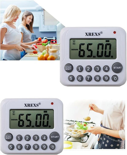 XREXS Digital Kitchen Timer Magnetic Countdown Up Cooking Timer Clock with Magnet Back and Clip, Loud Alarm, Large Display Minutes and Seconds Directly Input-White (2 Pcs, Battery Included) PS-367 - Image 2