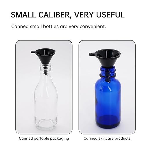 Mini Funnel 4-Pack for Lab Bottles, Sand Art, Perfume, Spice, Powder, Essential Oil, Recreational, Kitchen Food Grade Small Plastic (Black)