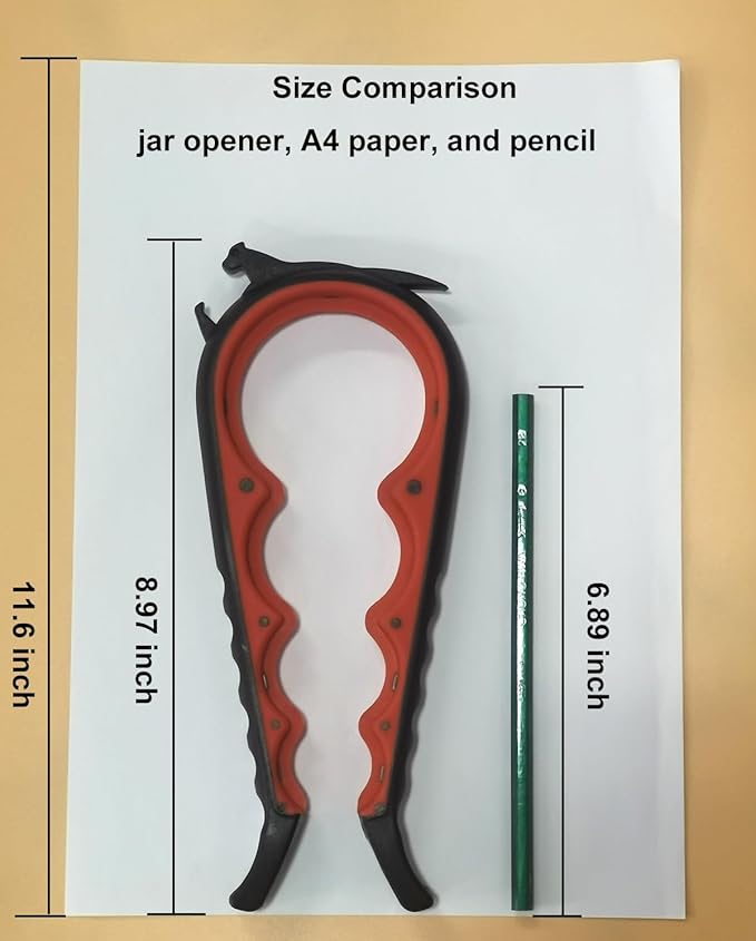 Otstar Jar Opener Bottle Opener and Can Opener for Weak hands, Seniors with Arthritis and Anyone with Low Strength, Mutil Jar Opener Get Lids Off Easily (Black and Red) - Image 9