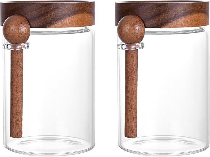 SAIOOL 30 oz (2-Pack) High Borosilicate Glass Food Storage Containers with Spoons, Airtight Screw-Tight Lid for Kitchen Pantry - Dry Food, Coffee,Tea,Snacks, Flour Canisters, High Transparency - Image 5