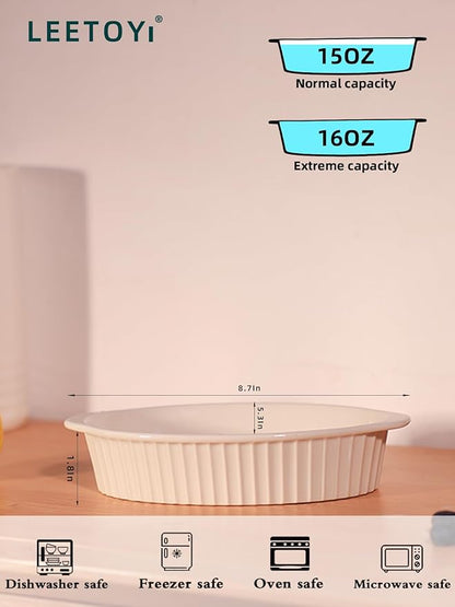 LEETOYI Porcelain Small Oval Au Gratin Pans, Baking Dish Set for 1 or 2 person servings, Bakeware with Double Handle for Kitchen and Home, Set of 2 (White) - Image 7