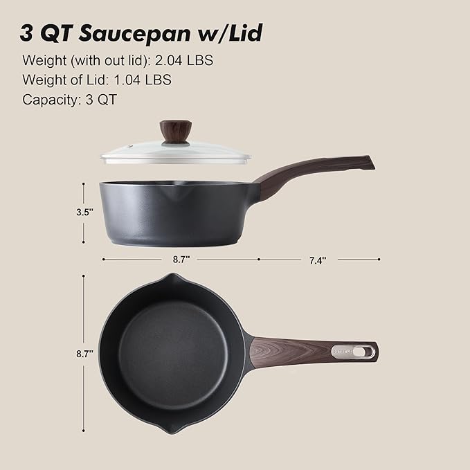 SENSARTE Nonstick Sauce Pan with Lid, 2.5 Quart Saucepan with Double Spout, Multipurpose Large Cooking Pot, Non toxic Kitchen Sauce Pot, Non stick Saucier Pan, Induction Comptable, PFOA Free - Image 7
