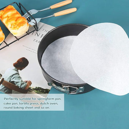 Baking Parchment Circles, Set of 100, 7 Inch Non Stick Round Parchment Paper for Springform Cake Tin, Toaster Oven, Microwave and so on