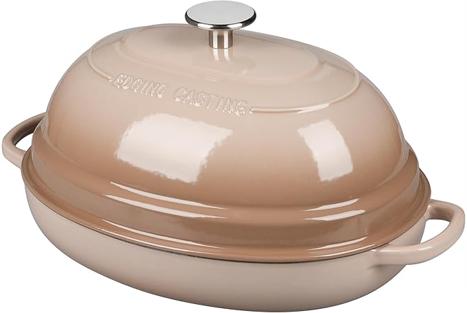 EDGING CASTING Enameled Oval Cast Iron Dutch Oven Pot with Lid, Bread Dutch Oven for Sourdough Bread Baking, Dutch Oven Bread, Bread Oven, 6QT, Mocha - Image 6