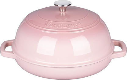 VORRINGARD Enameled Cast Iron Dutch Oven Pot with Lid, Bread Oven for Sourdough Bread Baking, Dutch Ovens with Bread Proofing Basket& Baking Supplies Set, 6 Quart, Pink