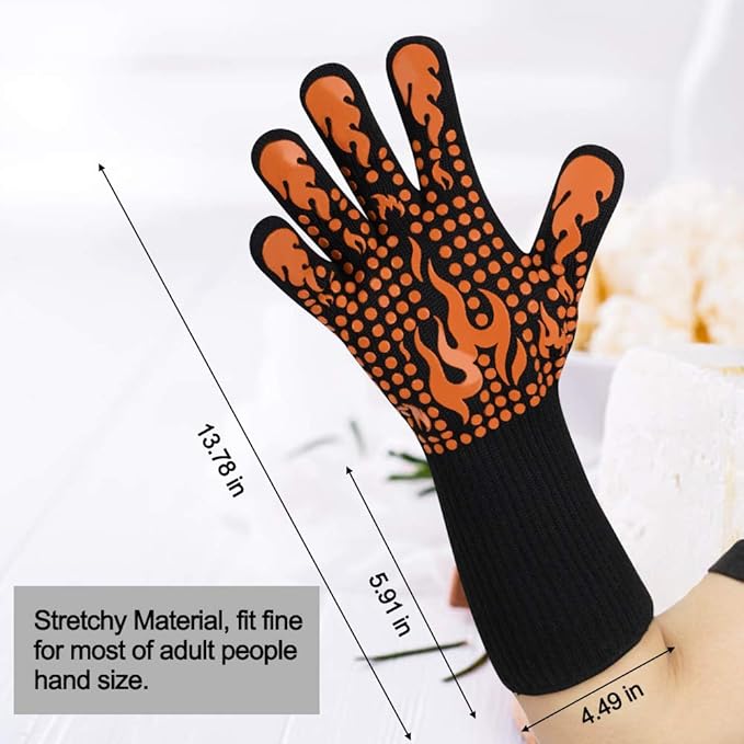 Comsmart BBQ Gloves, 1472 Degree F Heat Resistant Grilling Gloves Silicone Non-Slip Oven Gloves Long Kitchen Gloves for Barbecue, Cooking, Baking, Cutting - Image 3
