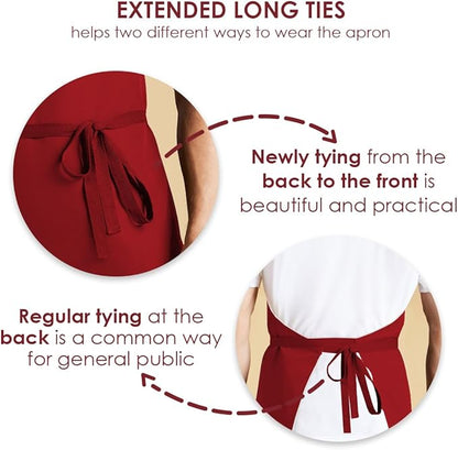 Avalon Kitchen Aprons for Men - 100% Polyester Chef Apron Women with Extra Long Ties - Cooking Aprons for Women & Mens Apron - Image 3