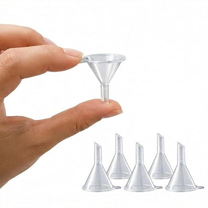 Mini Funnels Set, Small Clear Plastic Funnel with 6mm Narrow Spout for Filling Tiny Bottles, Essential Oils, Perfume, Capsules, Powder, Spices, Sand Art & Lab – Food Grade Heat Resistant (5, mini) by Unknown