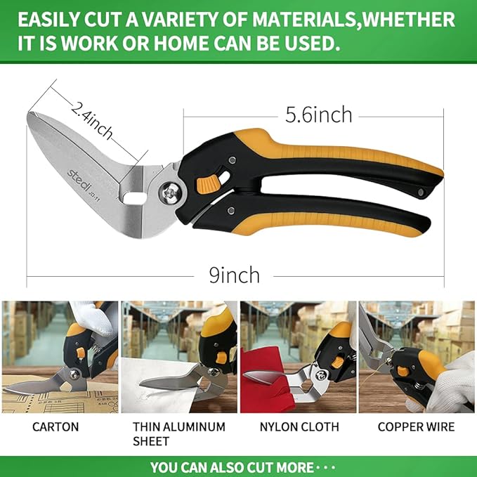stedi 9-Inch Scissor Heavy Duty, All Purpose Scissors, Cardboard and Carpet Shears, TPR Handle, Extremely Sharp Blades with Finely Serrated -Easy Cutting Thick Paper, Leather, Fabric - Image 4