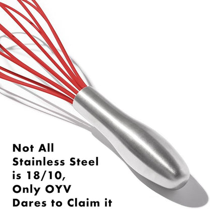 OYV 10-Inch Red Silicone Whisk, Heat Resistant 480°F Kitchen Whisk with Stainless Steel Ergonomic Handle, Non-Scratch for Nonstick Cookware, Dishwasher Safe, Perfect for Blending, Cooking & Beating - Image 6