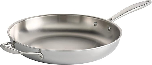 Tramontina Signature Tri-Ply Clad Stainless Steel 12-Inch Large Frying Pan with Helper Handle, Induction-Ready Skillet, Dishwasher-Safe, NSF-Certified, Made in Brazil by Tramontina