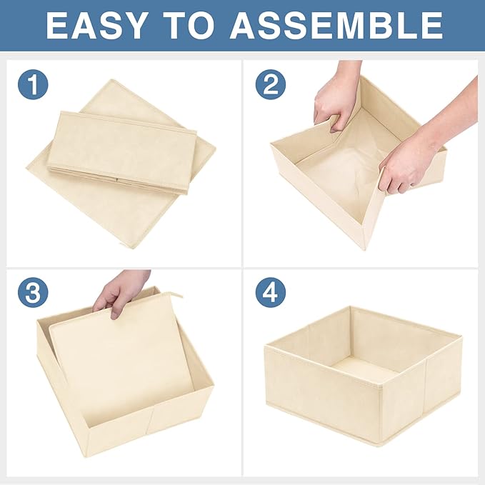 Criusia Drawer Organizer Clothes, 24 Pack Dresser Organizer Bins for Nursery Bedroom, Closet Organization and Storage Dividers for Clothing, Baby Clothes, Underwears, Socks (Beige) - Image 7