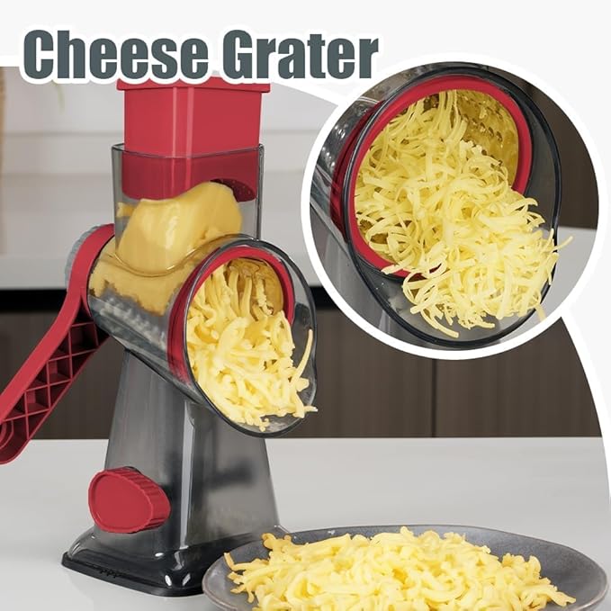 KEOUKE Rotary Cheese Grater Pro 6 in 1 - Shredder Crinkle Slicer Grinder Ice Shaver, Stable Suction, Time-saving Easy Use & Clean, Safe Morden Kitchen Tool for Cheese, Vegetable, Nuts, Chocolate - Image 6