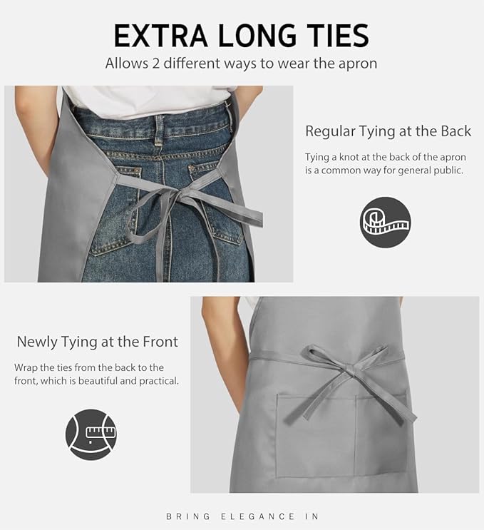 Syntus Apron for Men Women, Adjustable Cooking Kitchen Chef Aprons with 2 Pockets, Cotton/Polycotton/Polyester - Image 5