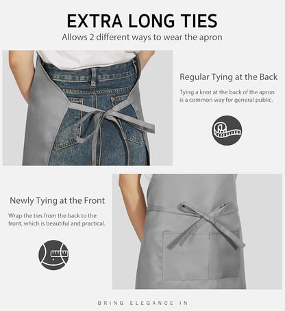 Syntus Apron for Men Women, Adjustable Cooking Kitchen Chef Aprons with 2 Pockets, Cotton/Polycotton/Polyester - Image 5