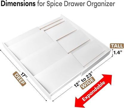 Bamboo Spice Drawer Organizer, (Need 3.1” Deep Drawer) Expandable 4 Tier Spice Rack for Cabinet (From 12" to 23" Wide), Seasoning Storage Insert, Spice Organizer for Drawer,Jars Not Included - Image 2