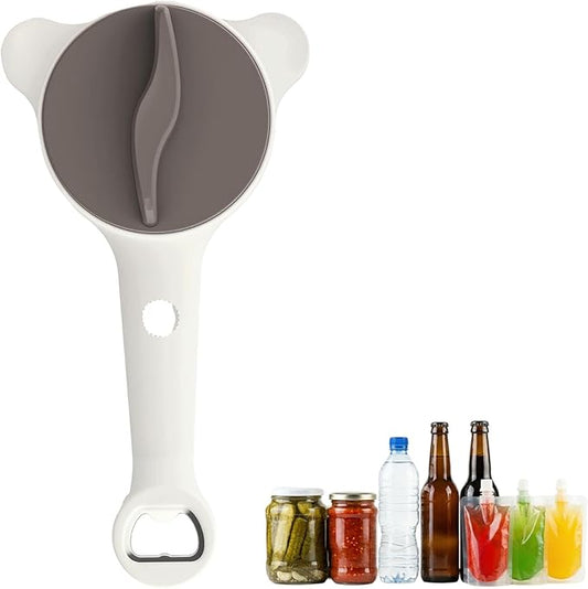 Mcbazel 4-in-1 Adjustable Jar Opener for Seniors with Weak Hands, Lightweight ABS & Stainless Steel Teeth Bottle Opener, Multi-Functional Lid Remover for 0.6"-3.5" Caps & Beer Bottles