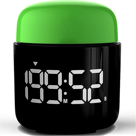 Table Twist Timer, Large LED Display Stopwatch, Silent & Loud Alarm, 199 Minute Countdown & Up, Vintage Night Light, for Kitchen Cooking Meeting Teacher Classroom Office Yoga Fitness Games (Green)