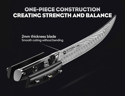 WIZEKA Carving Knife-10 Real Damascus Breaking Knife,Razor Sharp Butcher knife Curved Scimitar Brisket Knife for Meating Cutting with G10 Handle - Image 4