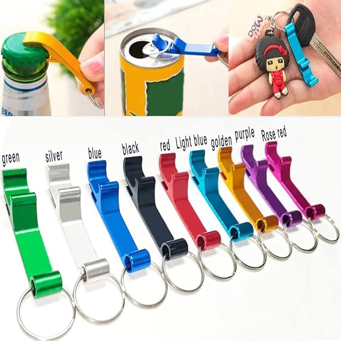100Pcs Colored Aluminum Bottle Opener Keychain, Soda Beverage Beer Bottle Opener Keychain, for Kitchen/Wedding/Bar/Party - Image 4