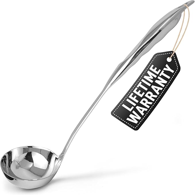 Zulay Kitchen Stainless Steel Soup Ladle - 13” Large Ladle for Soups, Stews & Sauces - Durable, Heat-Resistant, Rust-Proof & Dishwasher Safe Kitchen Utensil with Ergonomic Handle by ZulayKitchen